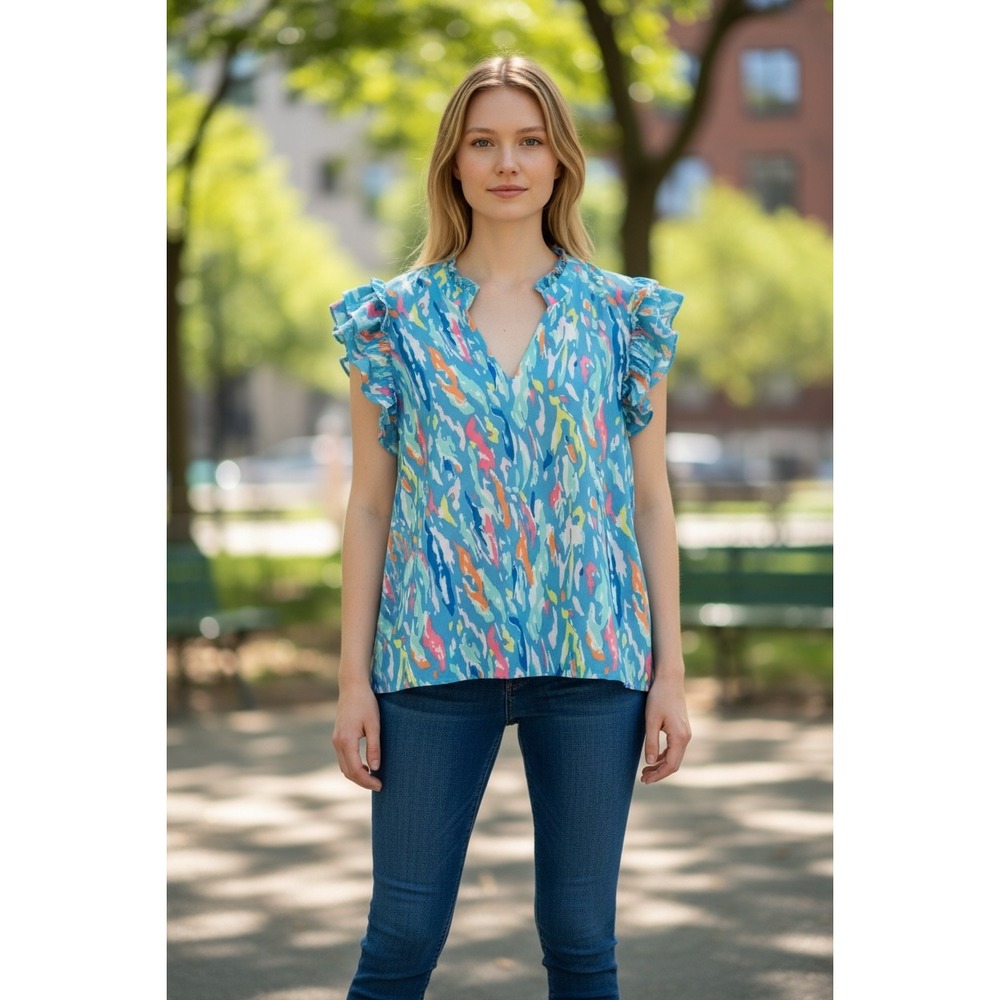 Vibrant Abstract Print‎ Women's Blouse